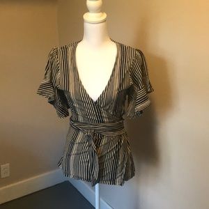 Free People belted low cut blouse